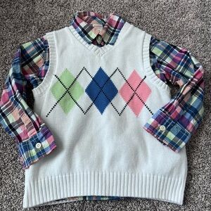 Gymboree Sweater vest with Button Up Dress shirt